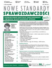 Nowe Standardy Sprawozdawczoci, wydanie specjalne: Podniesienie kapitau zakadowego zwiksza wiarygodno spki